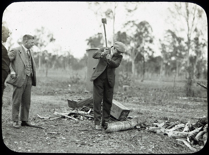 5 - 29. Premier of Queensland, wood-chopping.jpg - 5 - Premier of Queensland, wood-chopping